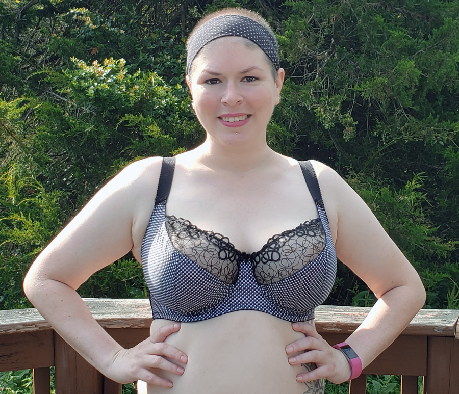 front view of nessa unlined balconette bra on the body