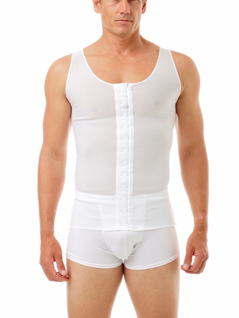 Image of man wearing a gynecomastia compression vest