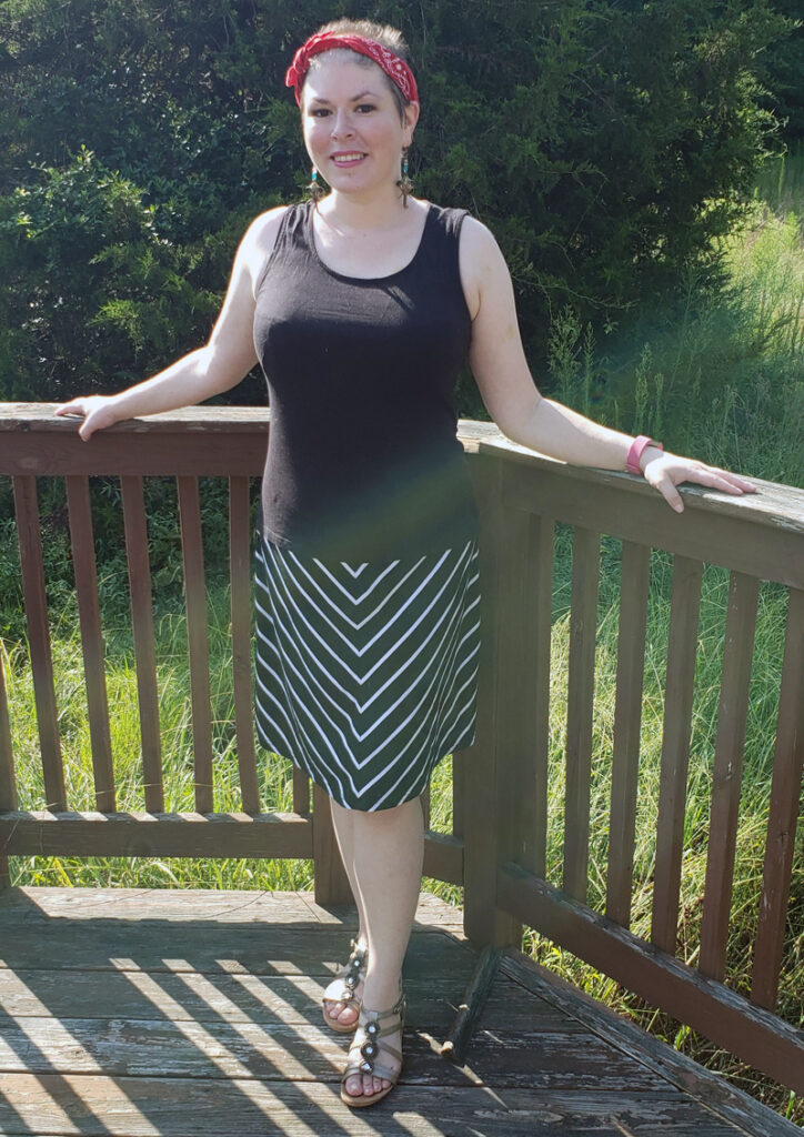Front view of Exclusively Kristen tank untucked
