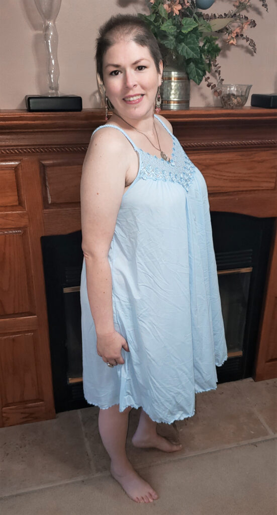 Side shot of the shadowline nightgown