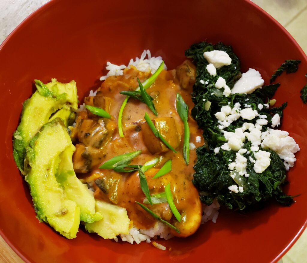 Image of a rice bowl with Indian flair
