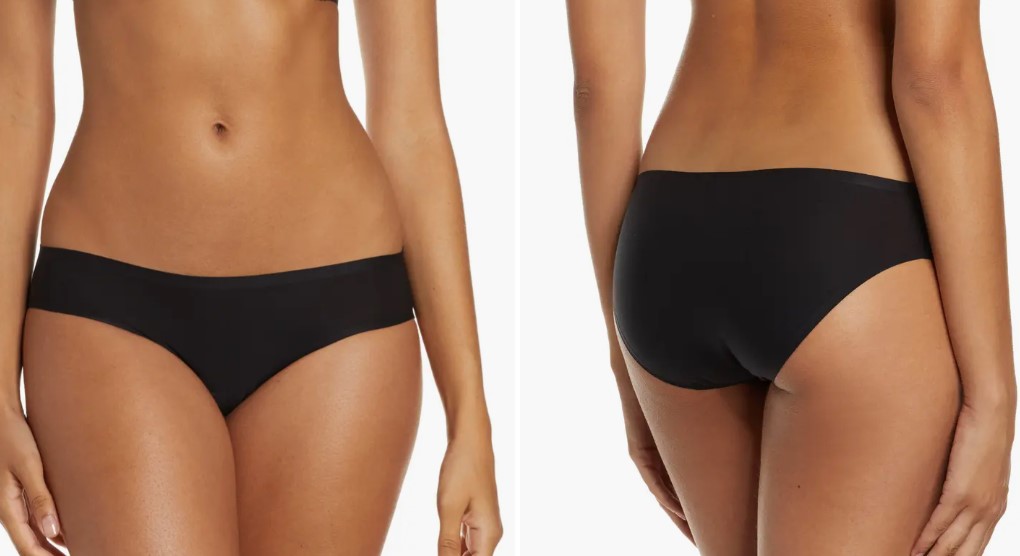 Front and back of the Chantelle Seamless bikini on the model