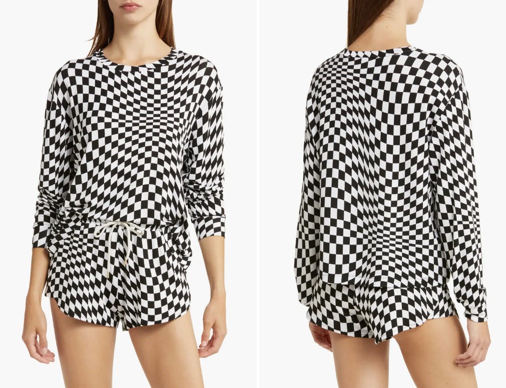 Image of Black & White Print Honeydew Play it Cool Short and Top Pajama Set