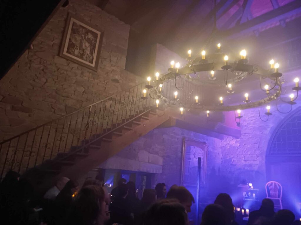 Image of the performance area inside Castle McCullough for the Edgar Alan Poe speakeasy