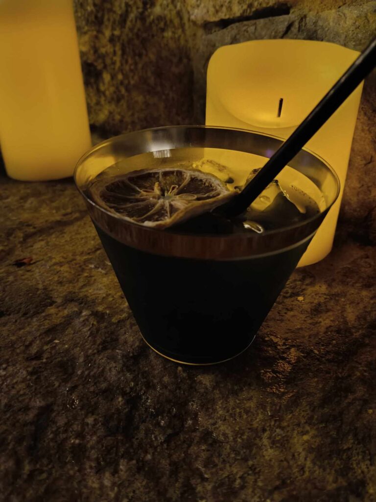 A cocktail from the speakeasy called The Raven